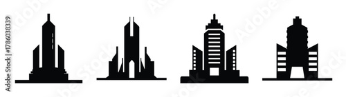 Vector illustration of futuristic city buildings skyscrapers cityscape skyline architecture