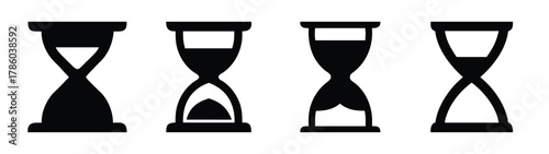 Hourglass sand timer vector illustration set for time management and deadline concept design use