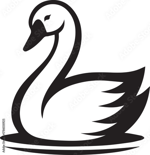 Elegant Swan in Black & White – Minimalist Monochrome Bird Photography