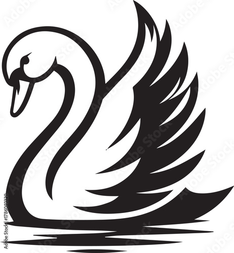 Elegant Swan in Black & White – Minimalist Monochrome Bird Photography