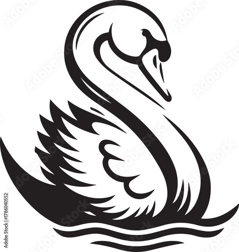 Elegant Swan in Black & White – Minimalist Monochrome Bird Photography