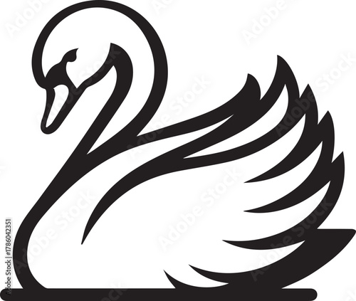 Elegant Swan in Black & White – Minimalist Monochrome Bird Photography