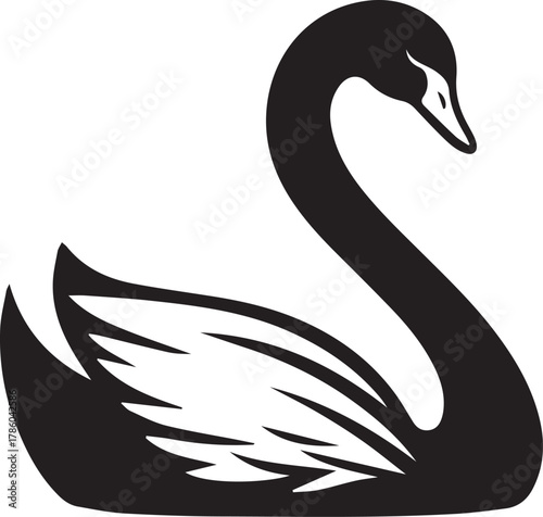 Elegant Swan in Black & White – Minimalist Monochrome Bird Photography