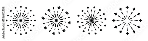 Abstract black and white fireworks vector design elements for graphic design and patterns use