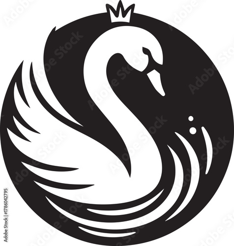 Elegant Swan in Black & White – Minimalist Monochrome Bird Photography