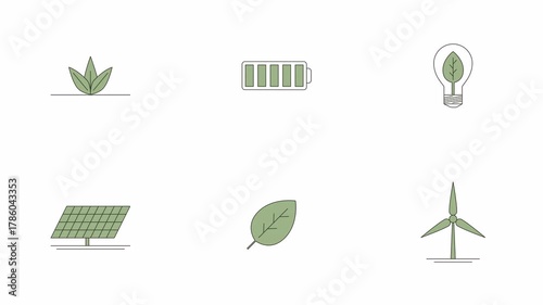 Set of animated icons for ecology theme. Video clip with alpha channel.