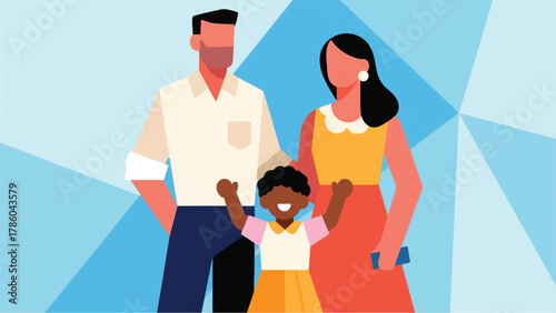 Illustration Of Two Lovers With Children Vector Design Template