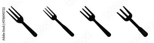 Four black forks vector illustration for kitchen utensils and dining silverware design element needs