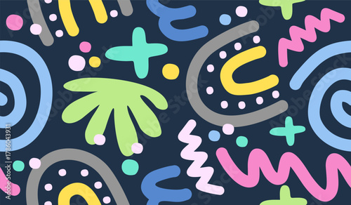 Colorful cute doodle pattern background vector design