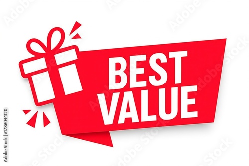Wallpaper Mural Red banner with gift icon and text best value representing a great deal or special offer for shoppers Torontodigital.ca