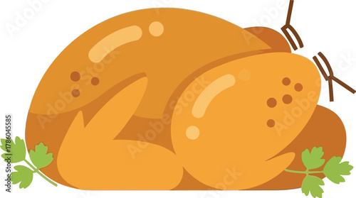 Roasted chicken with parsley for thanksgiving day