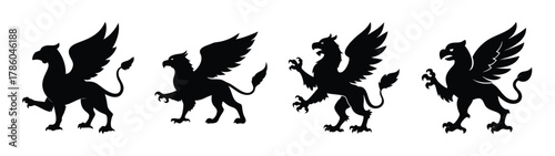 Download silhouette griffin vector art featuring mythical creatures and heraldic design elements for free