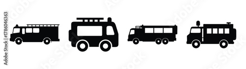 Fire truck clip art black silhouette vector illustration emergency vehicle transport design graphic art