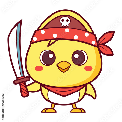 Cute Cartoon Pirate Chick A Charming Adventure on the High Seas