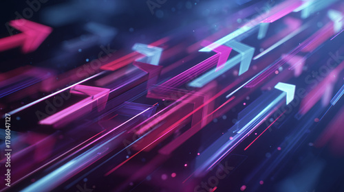 Dynamic arrows pointing upwards with a futuristic effect