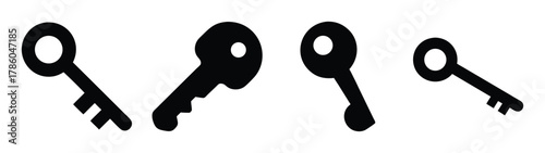 Find unlock security key access solution vintage antique old keys vector illustration concept design