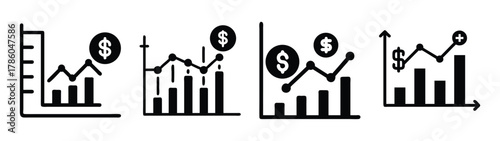 Financial growth chart analysis and stock market trend with dollar sign investment strategy report
