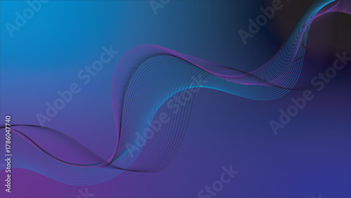 Abstract digital art featuring deep blue, purple, magenta, and cyan wireframe.