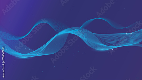 Dark indigo background with bright cyan abstract flowing smoke or wave effect.