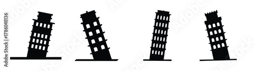 Leaning tower of pisa silhouette vector art illustration famous landmark italy travel destination architecture