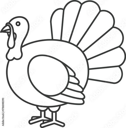 Turkey outline drawing for coloring page