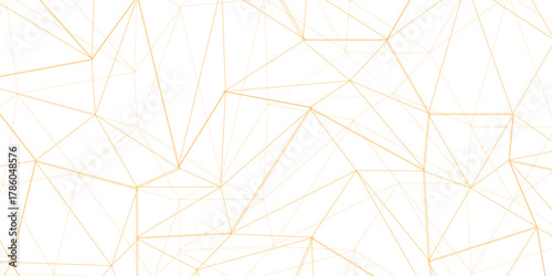 Abstract of simple gold line triangle pattern geometric background .white background creative and geometric shape with white luxury pattern .gold and white geometric background with low poly triangle