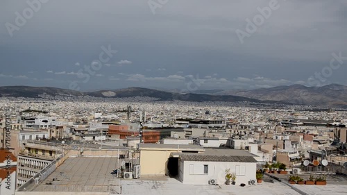 Athens, Greece: A lot of buildings in city centre. Panoramic view of Athens. 