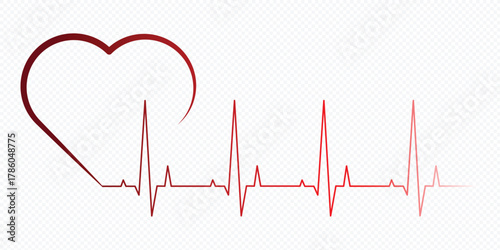 Heartbeat line icon with love in heart. Vector illustration isolated on a white background. Eps 10. 