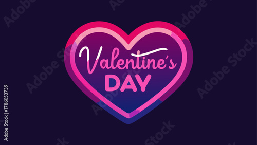 Valentine's day heart with pink border and gradient fill on a dark purple background design element