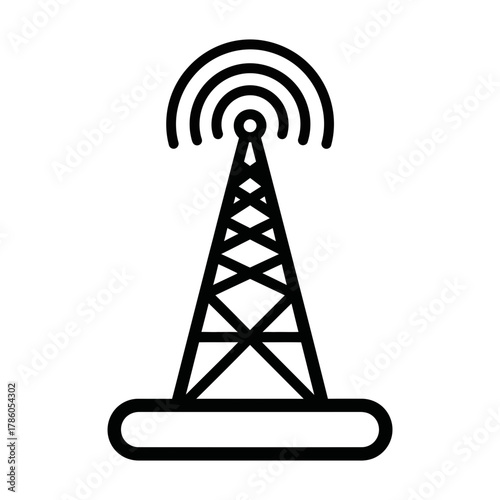 Communication tower, a structure designed to support telecommunications antennas, isolated on white background