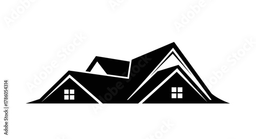 House roof logo isolated on white background, real estate and construction industry concept design