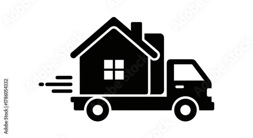 Moving house logo isolated on white background, relocation and transportation service concept