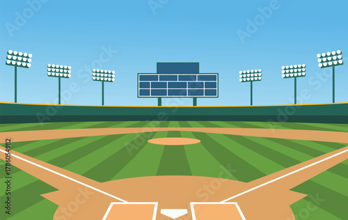 Baseball softball field flat vector eps 10 showing top view