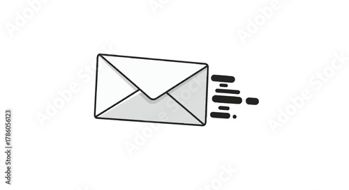 Fast delivery of an email envelope with motion lines indicating speed and communication