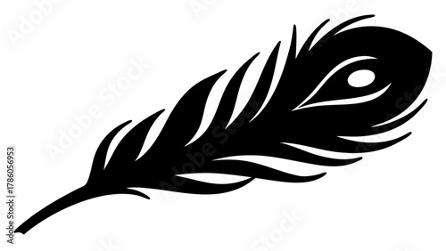 Elegant peacock feather silhouette for dreamy designs, adding a touch of mystique and bohemian style, perfect for creative projects and branding