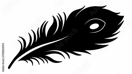 Elegant peacock feather silhouette design element for sophisticated branding and creative projects, perfect for adding a touch of exotic flair