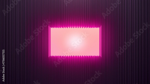 Abstract Glowing Rectangle Frame with Jagged Edges on Dark Ribbed Background