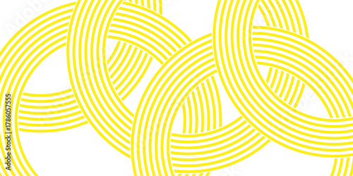 Doodle banner with yellow ramen pattern on white background. Wave abstract pattern
