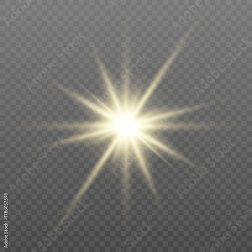 Bright cosmic light burst with nebula glow and shining stars. Transparent galactic flare for outer space or fantasy design. PNG file.