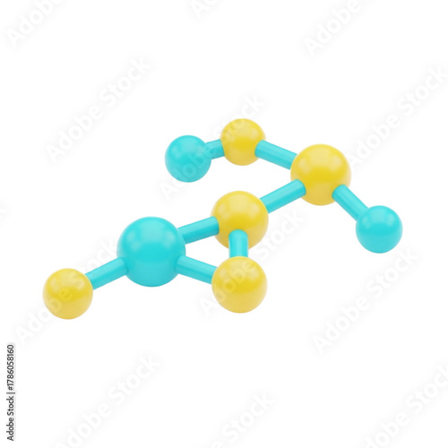 3D Molecular Structure Model with Blue and Yellow Atoms