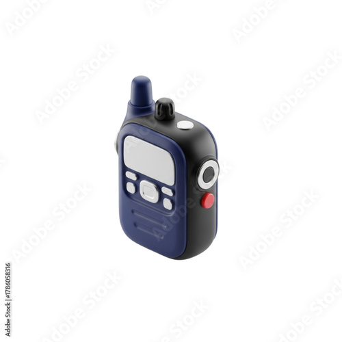 Modern 3D Rendered Walkie-Talkie Illustration with Antenna and Buttons, Depicting Wireless Communication and Portable Radio Devices for Diverse Uses