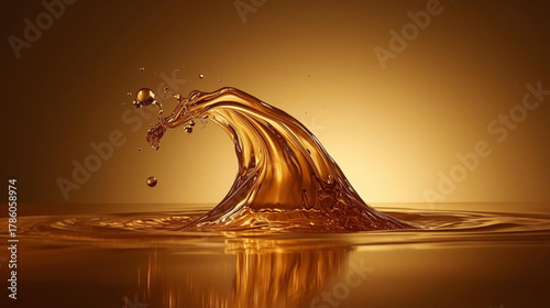 Liquid Motion Captivating Wave of Golden Fluid, Dynamic Splash, Artistic Composition