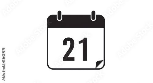 Calendar page showing the number twenty-one in black and white.