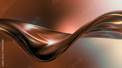 Dynamic metallic ribbon gracefully flowing with a shimmering, abstract form in warm bronze and opulent copper tones, presenting a luxurious visual