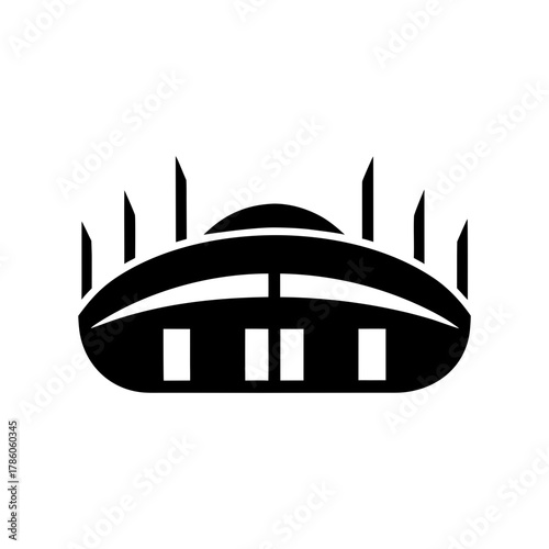 Minimal athletic stadium structure icon vector illustration with white background for sports architecture and competition venue design 