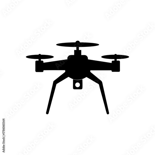 Minimal drone device vector silhouette illustration with white background for aerial photography and modern technology design artwork 