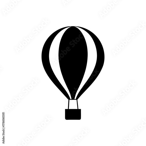 Minimal hot air balloon silhouette vector illustration with white background for travel adventure and air journey design concept artwork 
