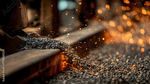 Blacksmith working hot metal with sparks flying.