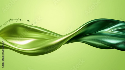 Abstract Green Swirl Dynamic Fluid Art in Two Tones, Freshness and Movement Visualization