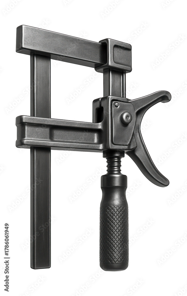 Naklejka premium Sliding quick-release clamp with a durable steel frame for construction use.
